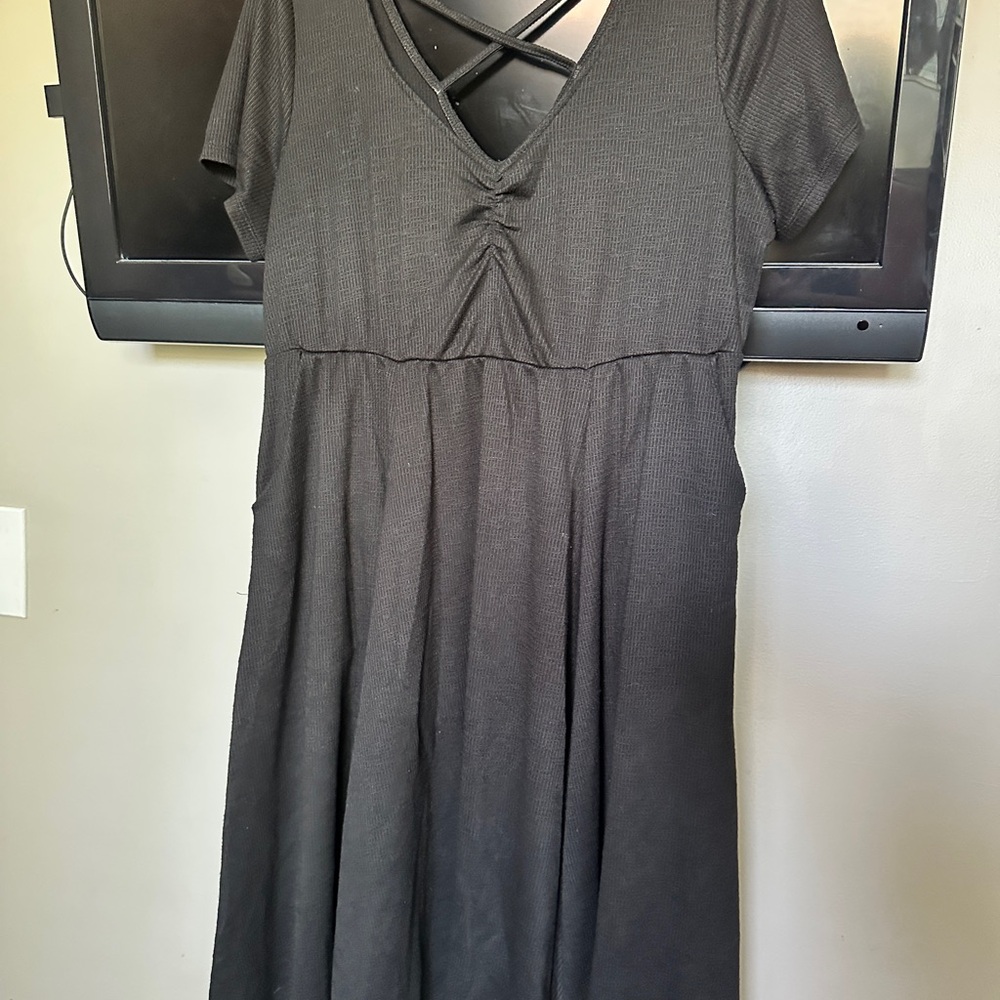Torrid Black Ruched V-Neck Sundress